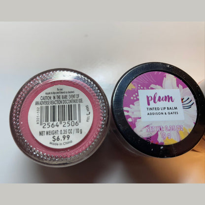 3 Pack Addison & Gates Set Tinted Lip Balm, Rose,Plum,Peach 1 Each - Sealed