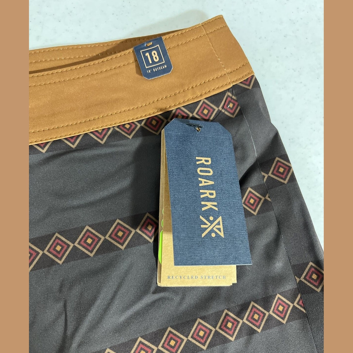 $89 Roark Men’s The Passage Primo Boardshorts Trunks Drawstring-Char Brown-33W