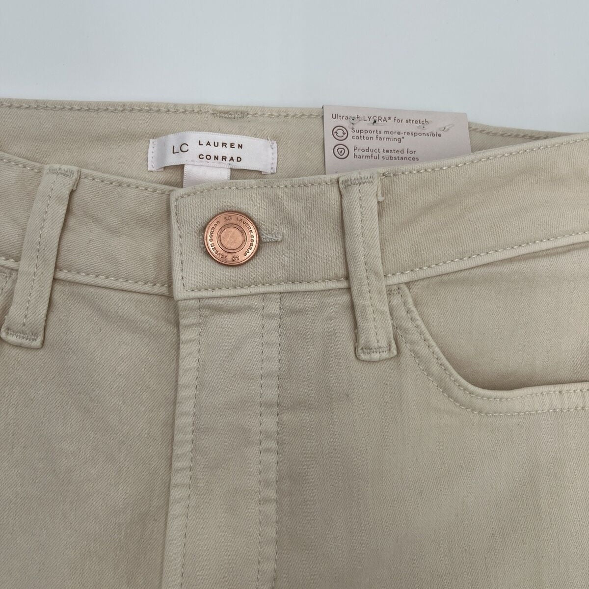 $40 LC Lauren Conrad High-Rise Skinny Ankle Stretch Pants Jean-Cream-Size 6(28W)
