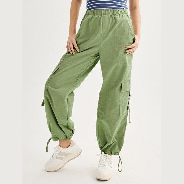 $40 Tinseltown Juniors D-Ring Parachute Pants - Moss Stone Lime - Medium -NWT