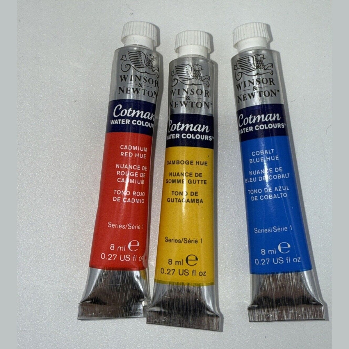 Combo Lot Of 3 Winsor & Newton Cotman Water Colours, 8ml, Red, Yellow, Blue
