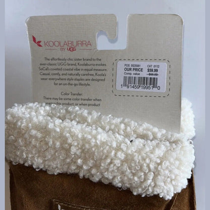 NWT KOOLABURRA BY UGG Sherpa Cuff SUEDE GLOVES Faux Fur Lining -Tan-Large- New