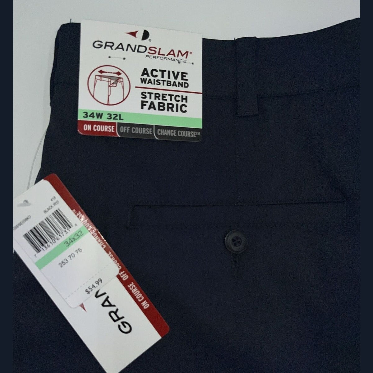 Grand Slam Men’s Golf Performance Stretch Pants-Navy Blue -34Wx32L NWT $55