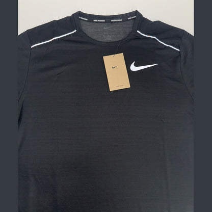 $35 Nike Dri-FIT Miler Mens Short Sleeve Running Training Gym Shirt-Black-Medium
