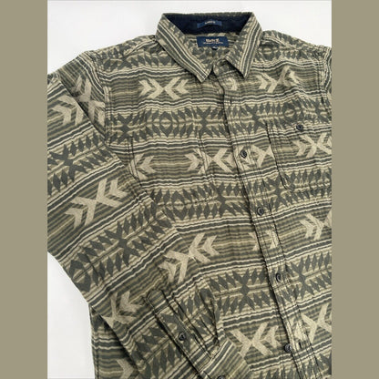 $119 Roark Men’s Weston Long Sleeve Button Up Jacquard Shirt-Military-Medium