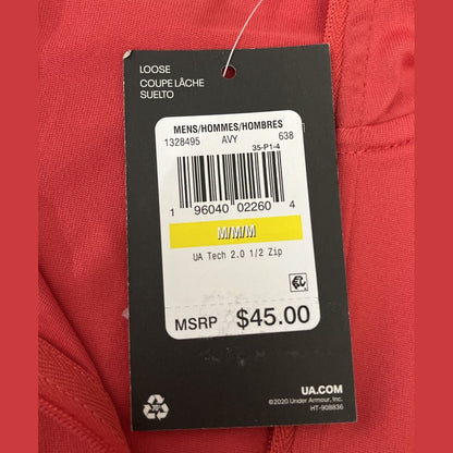 Under Armour Men's Tech 2.0 Half-Zip Top Pullover - Red - Medium- New Tag $45