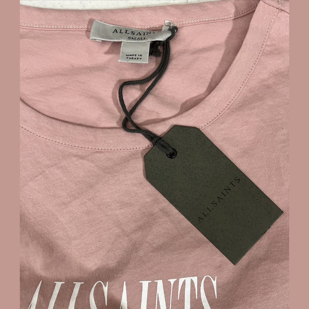 AllSaints Women’s Bela Tee Short Sleeve T Crew Neck-Pink-Size: Small -New $69