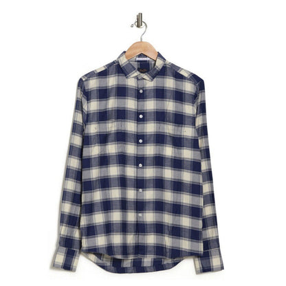 GOOD MAN BRAND Men's Long Sleeve Dress/Casual Shirt Navy Plaid - Medium- $198