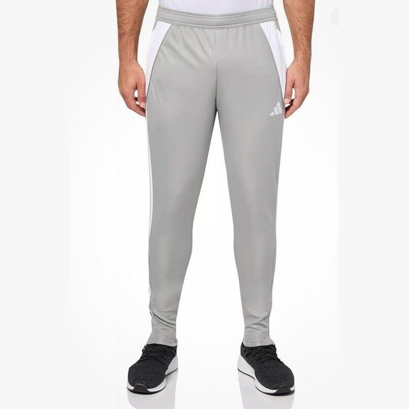 $50 Adidas Men's Tiro 24 Slim Training Pants- Grey On White-Large Tall (32L) New