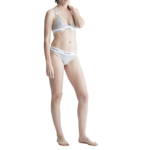 Calvin Klein Modern Cotton Crossback Unlined Bralette QF598-Gray Heather- Small￼