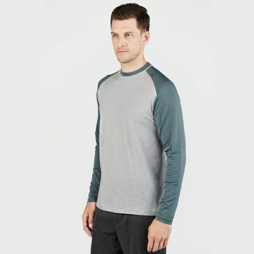 Tasc Men’s Carrollton Blocked Long Sleeve Fitness T-Shirt-Heather Gray-Small-New