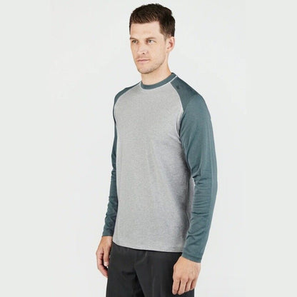 Tasc Men’s Carrollton Blocked Long Sleeve Fitness T-Shirt-Heather Gray-Small-New