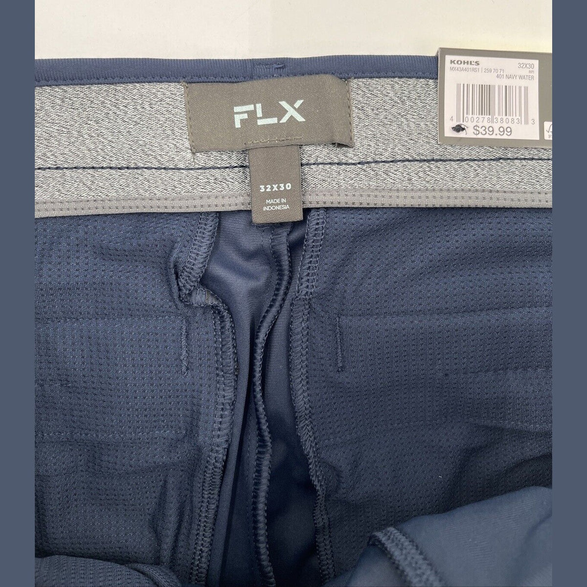FLX Men’s Premium Slim Flat Front Pants- Navy- 32W 30L - New Tags