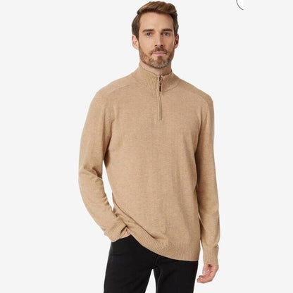$110 Smartwool Men's Sparwood Zip-Neck Sweater-Toasted Coconut Heather-Small-New