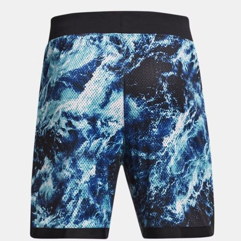 Under Armour Men’s Curry X Bruce Lee Be Water Mesh Basketball Shorts-Blue -Large