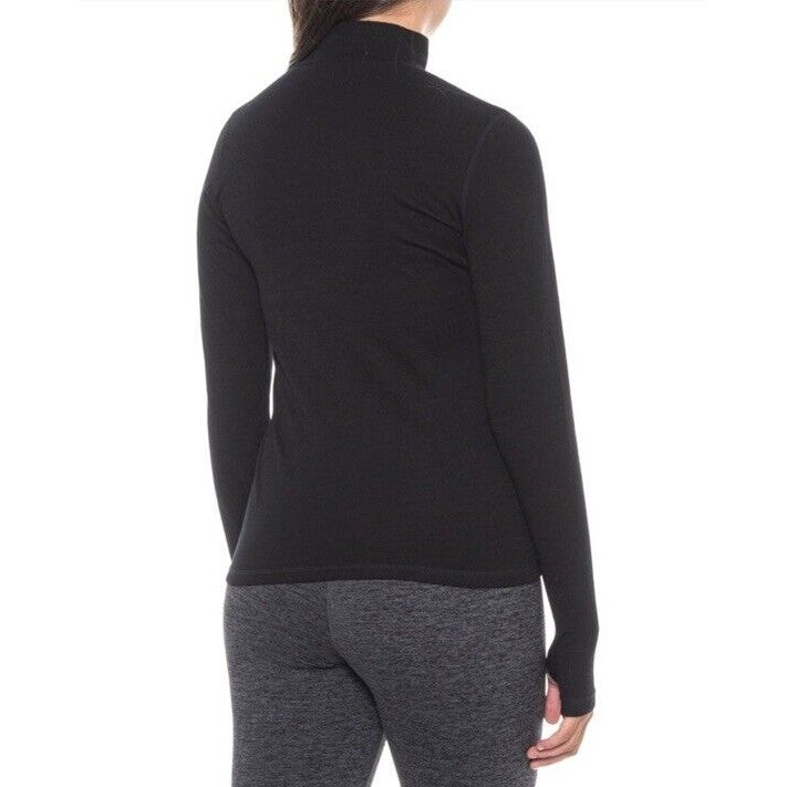 $95 Wicked Wool Women’s Merino Long Sleeve Mock Neck Pullover Top- Black- XLarge