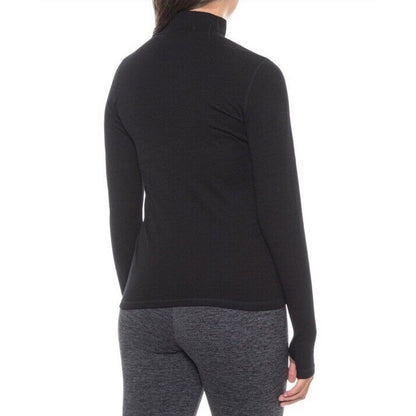 $95 Wicked Wool Women’s Merino Long Sleeve Mock Neck Pullover Top- Black- XLarge