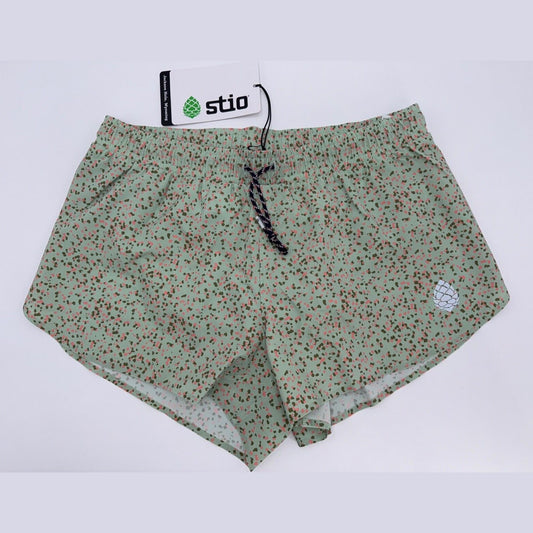 $79 Stio Women’s Speckles Athletic Lined 3" Run Shorts- Lichen Green-Medium-New