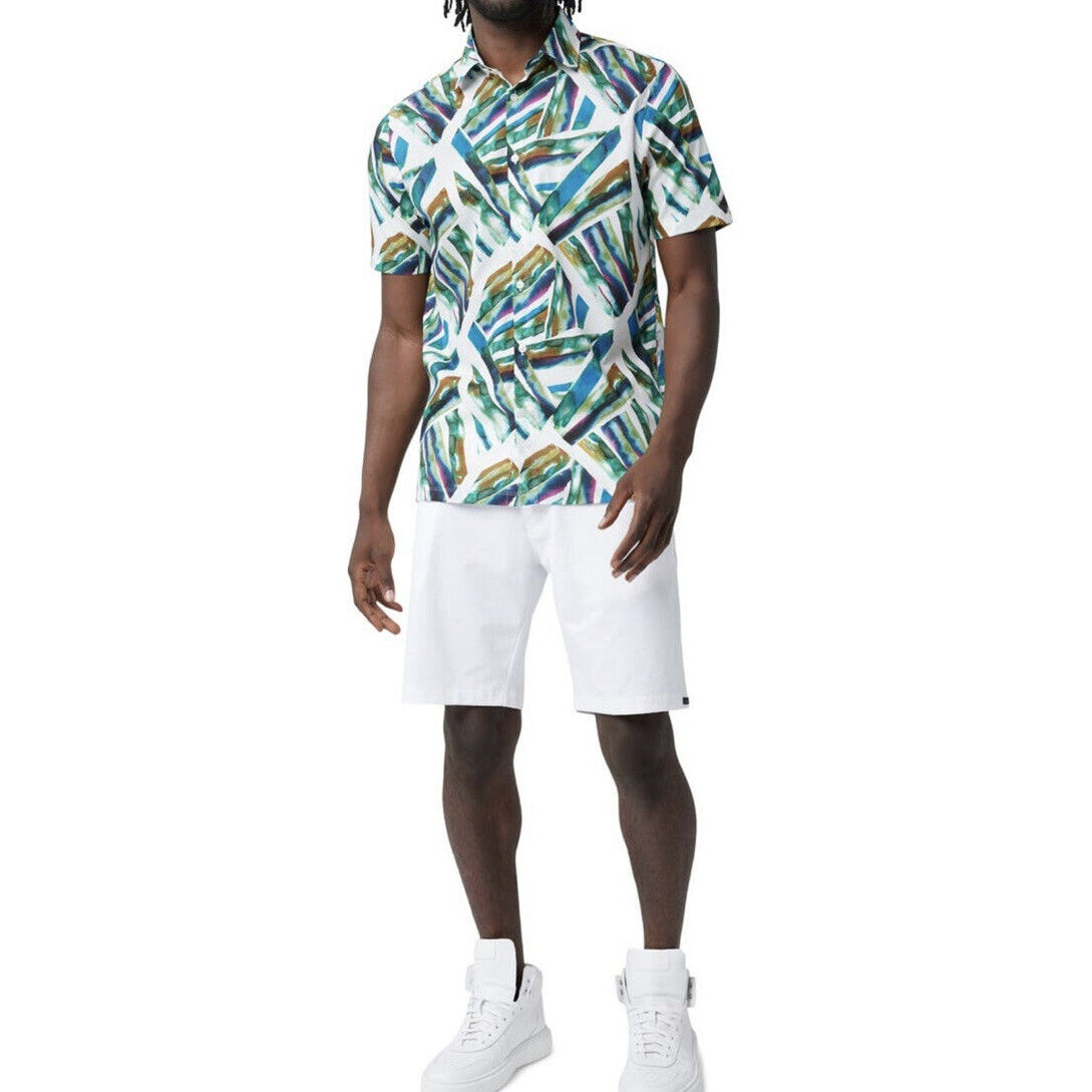 Good Man Brand Big On-Point Printed Cotton Short Sl Shirt-Watercolor Line-Medium