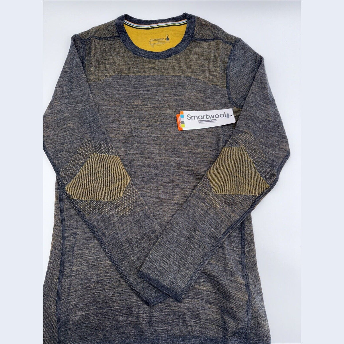 $130 Smartwool Men's Base Layer Intraknit Merino Crew-Charcoal Honey-Small-NEW