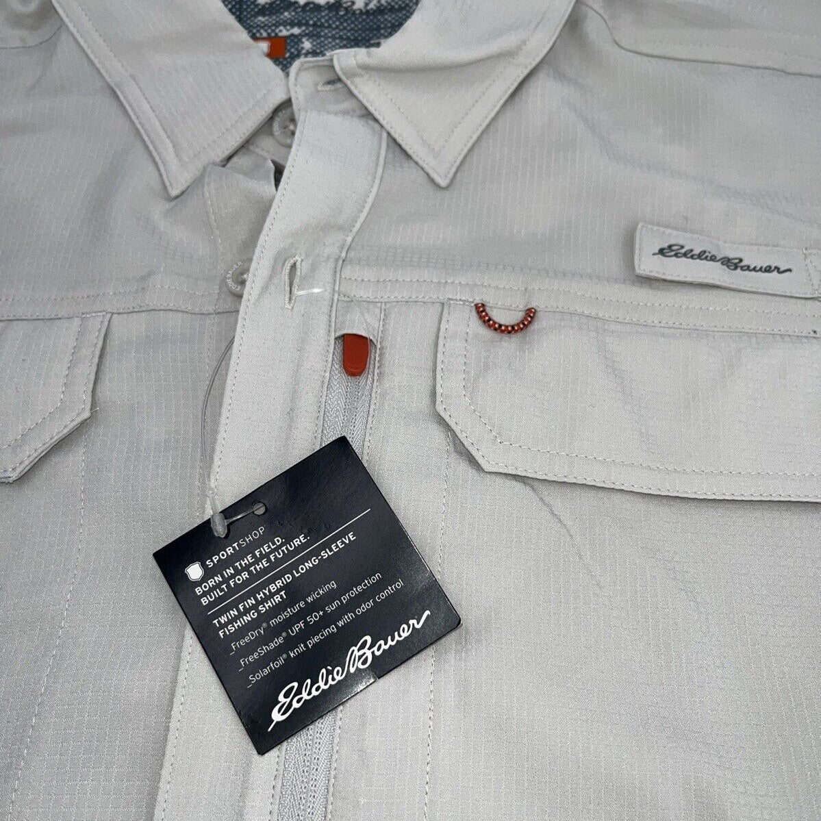 $90 Eddie Bauer Men’s Twin Hybrid Shirt Long Sleeve Button Down-Grey-Small-New