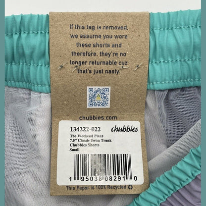 Chubbies Men's Stretch Swim Trunks 7" The Weekend Plans -Blue-Small -New $79.50
