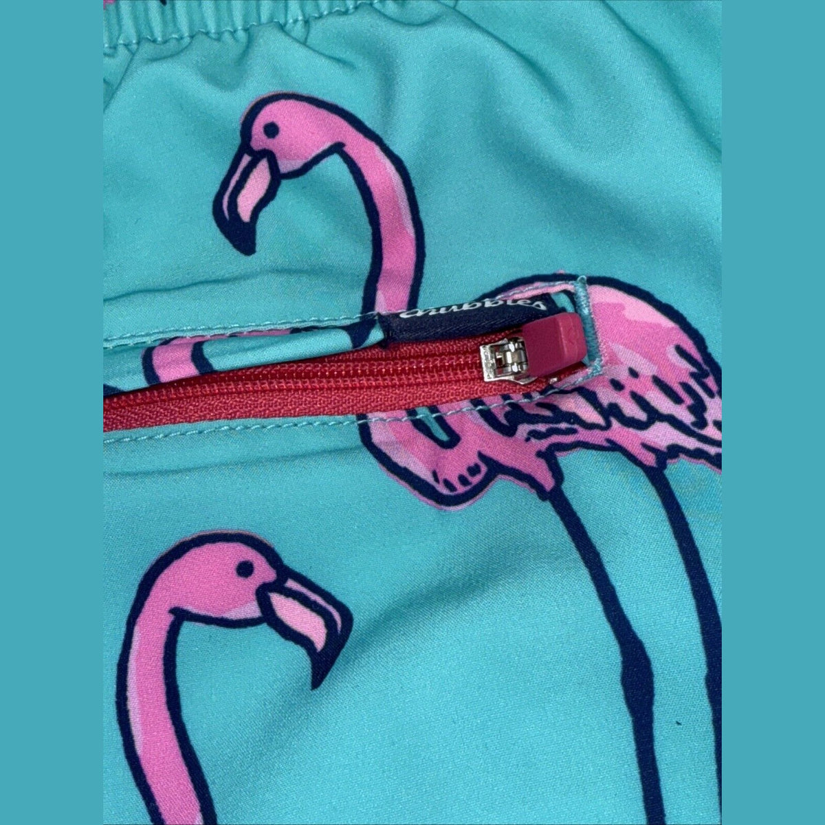 $70 Chubbies The Beach Retreat 5.5" Inseam Swim Trunks-Aqua/Pink- XLarge-New Tag