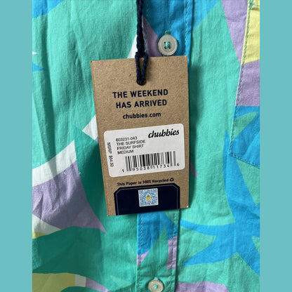Chubbies Men’s Shirt The Surfside Friday Shirt-Multi -Medium- New Tag $65