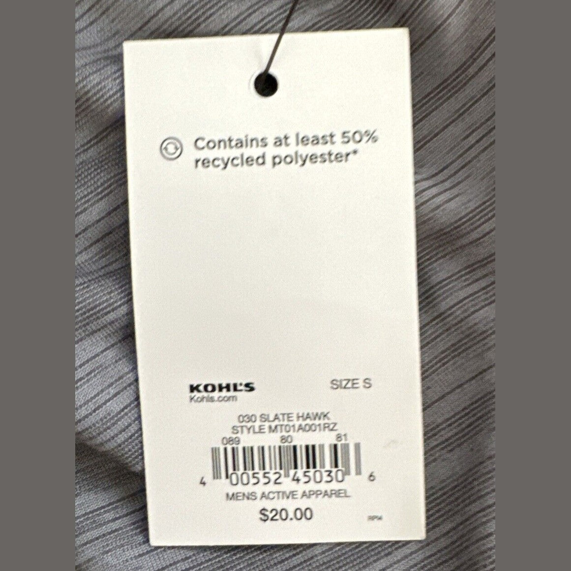 Tek Gear® Dry Tek Tee- Men’s Small- Slate Hawk ( Gray )- NWT