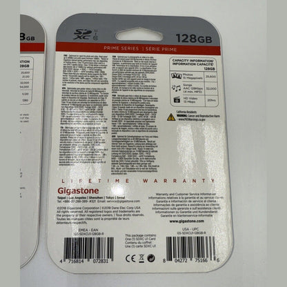 Lot Of 2 X Gigastone 128GB SD Card Class 10 SDXC Memory Card High Speed Video