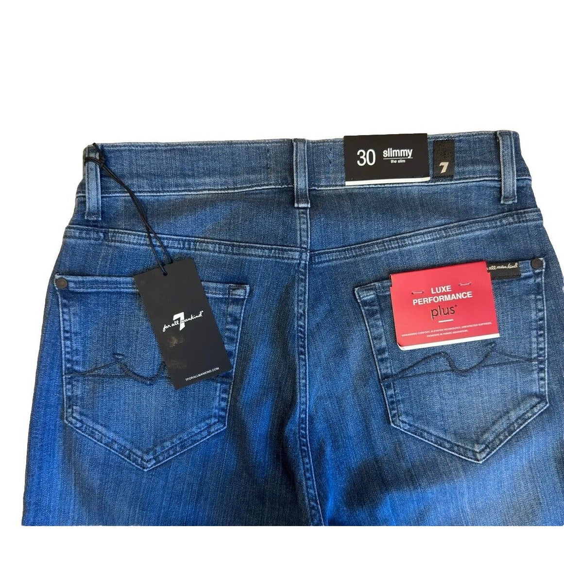 $199  7 For All Mankind Men’s Slimmy Squiggle Slim Fit Jeans - Mid Blue-30W 33L