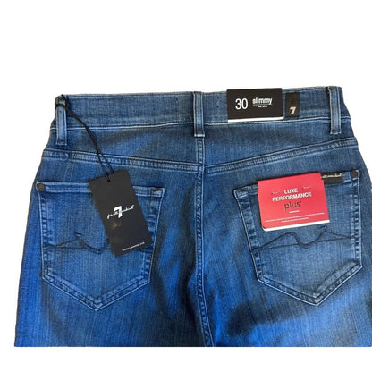 $199  7 For All Mankind Men’s Slimmy Squiggle Slim Fit Jeans - Mid Blue-30W 33L