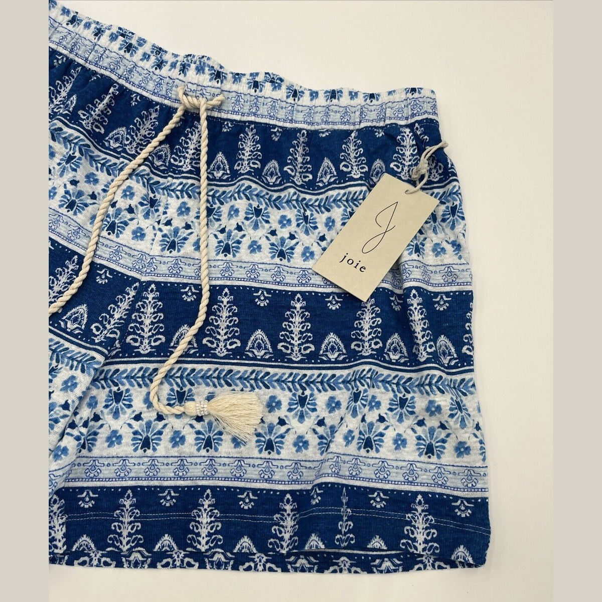 $79 Joie Women’s Linen Relaxed Fit Tassel Shorts Olivia Floral Blue- Large- New