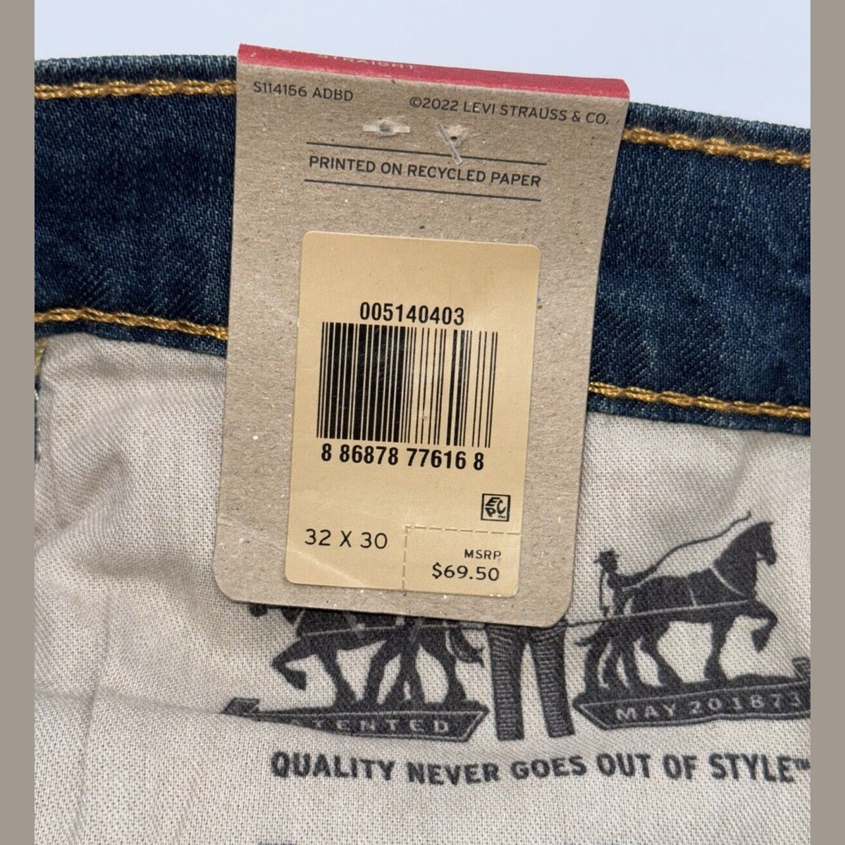 Levi's Men’s 514 Relaxed Fit Straight Jeans US - Midnight- 32W x 30L -New $69.50