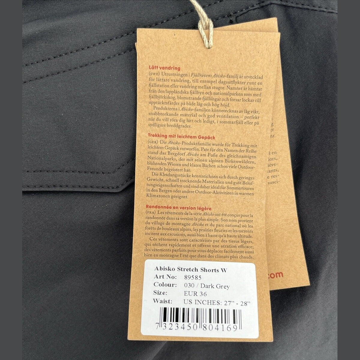 $90 FjallRaven Women’s Abisko Stretchy Trekking Shorts-Dark Grey-30/31” (EU40)