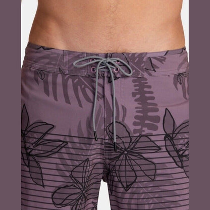$66 Rvca Men’s CURREN Special Edition Floral Striped Swim Trunks-Lavender-30”W