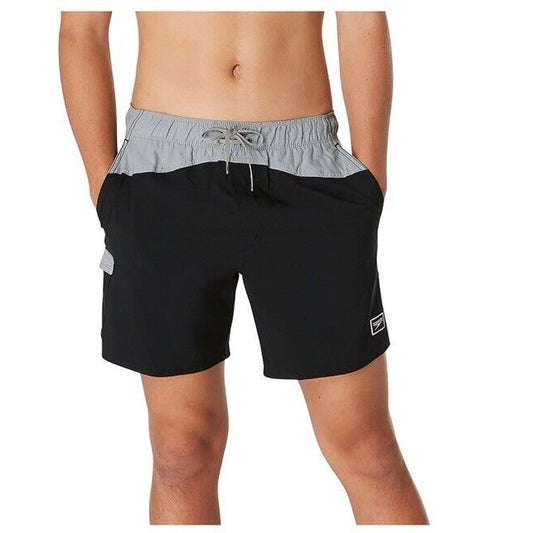 Speedo Men's 6.5” Marina Volley Swim Shorts-Black/Grey-Small-New Tags $55