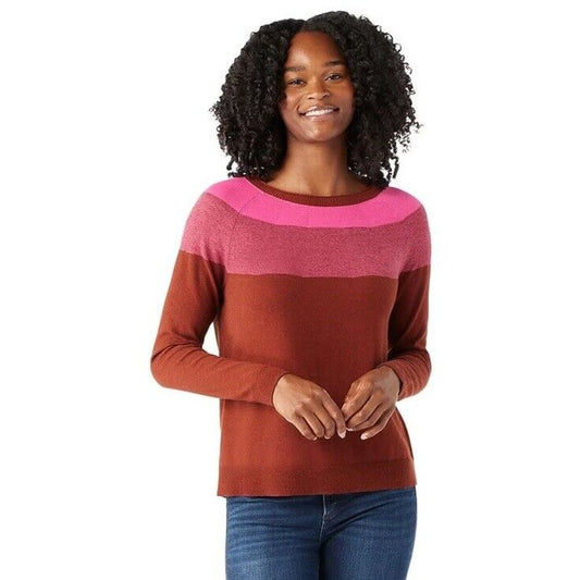 $100 Smartwool Women’s Colorblock Sweater-Pecan Brown Heather-Medium -New Tags