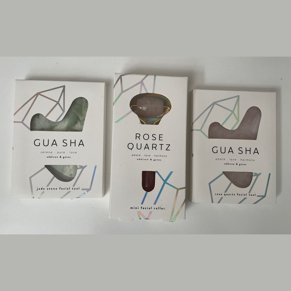 (3) Addison & Gates 3 Rose Jade Quartz Facial Roller sinus and eye $43 Value