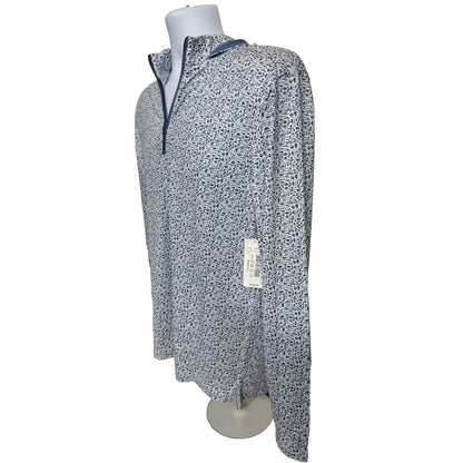 $148 Johnnie-O Daniel Performance 1/2 Zip Hoodie- Blue White- Small- New Tag