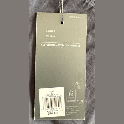 VRST Men’s 7” Easy Shorts -Darker Ardosia Slate- Large - MSRP $50