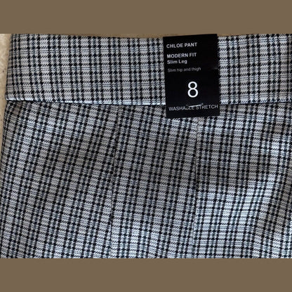 $110 Amanda & Chelsea Women's Chloe Modern Slim Leg Pants-Plaid- Size 8