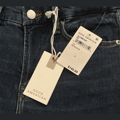 $145 Good American Women’s - Good Legs Cropped Mini Boot Jeans- Indigo Size 2/26
