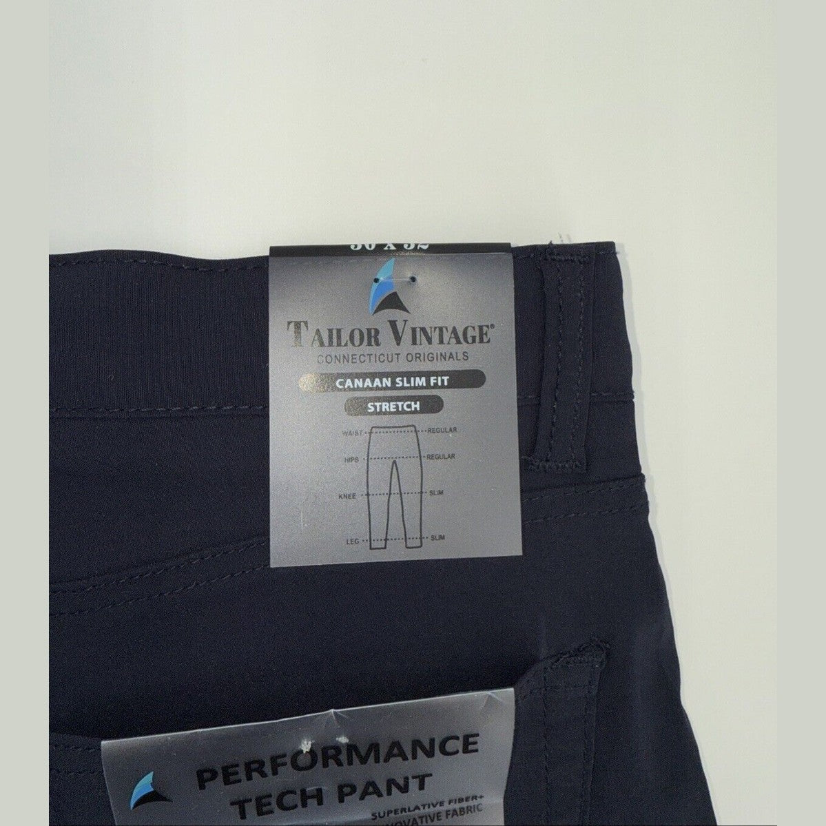 $108 Tailor Vintage Men's Canaan Performance Tech Pants Slim Fit- Navy -30W 32L
