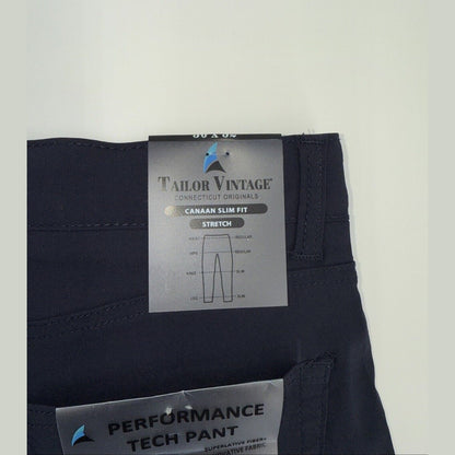 $108 Tailor Vintage Men's Canaan Performance Tech Pants Slim Fit- Navy -30W 32L