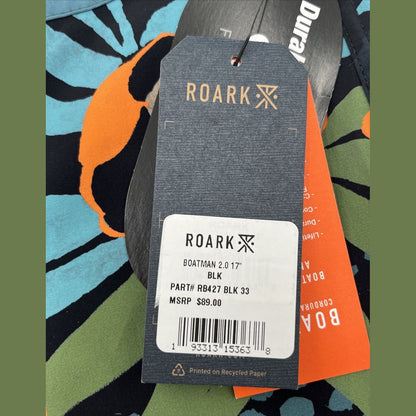 $89 Roark Men’s Boatman 2.0 Boardshorts 17" Shorts- Black Multi- Size: 33W-NEW