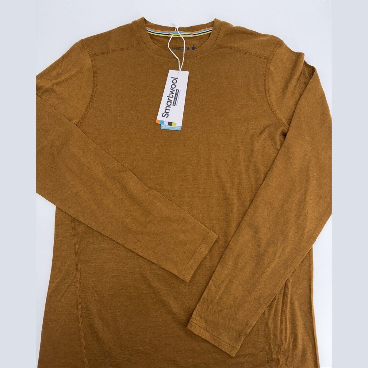 $90 SmartWool Men’s All Season Merino Base Layer Long Slv Shirt-Fox Brown-Small