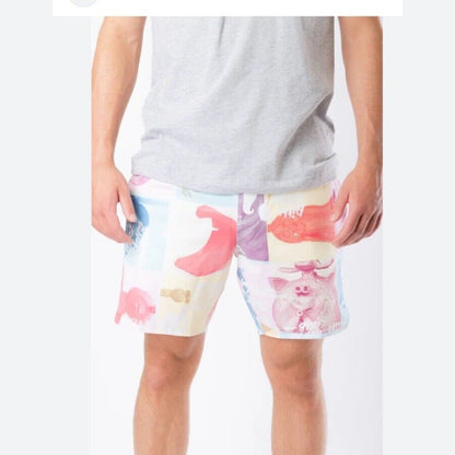 $65 VISSLA Men's Elastic Waist Boardshorts  MUD FLAPPERS 16.5-Multi -Medium-NWT