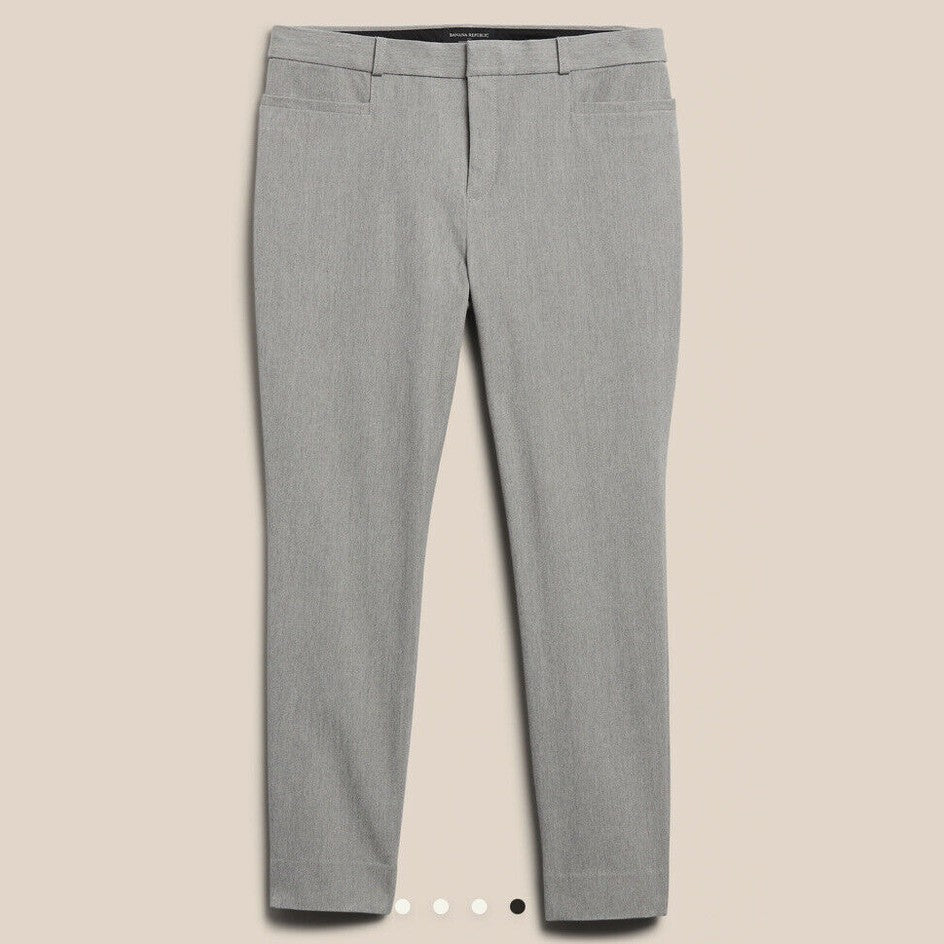 BANANA REPUBLIC Curvy SLOAN Women's Mid Rise Slim Fit Ankle Pants-Gray-Size 14