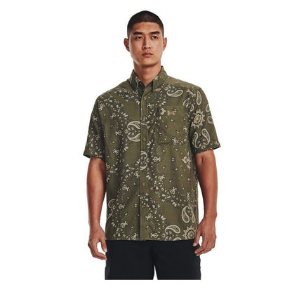 $55 Under Armour Men’s UPF 30 Dockside Button Down Shirt-Tent Khaki -Medium -New